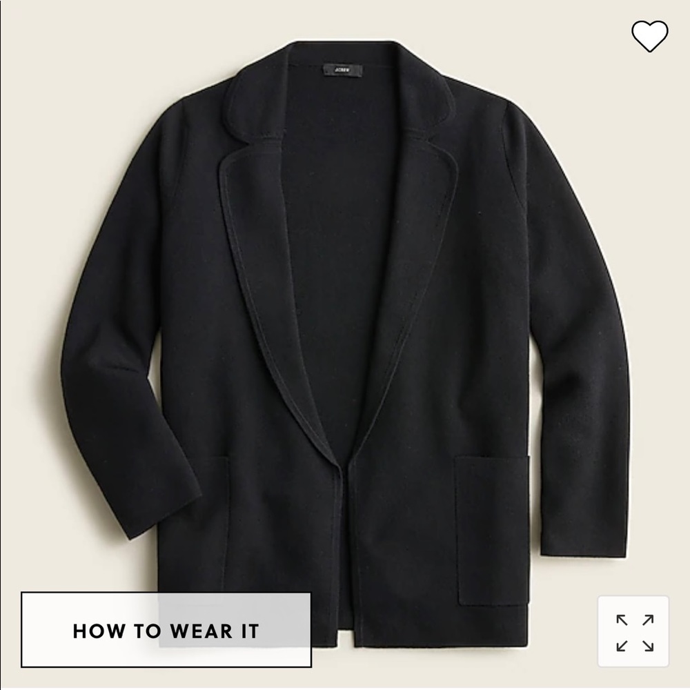 Jcrew eloise sweater blazer Sz Small Black